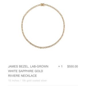 James bezel, lab grown white sapphire gold rivière necklace